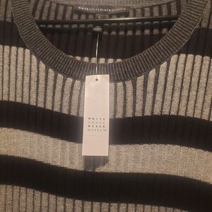 White House Black Market Woman Striped Crewneck Sweater Dress